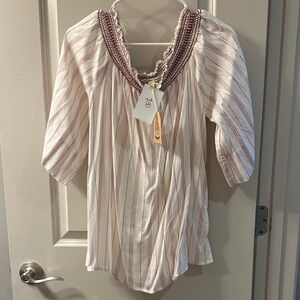 Striped Pink and White Women's Top